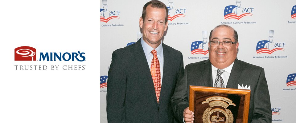 Chef Dominick Laudia accepts the Dr. L.J. Minor Chef Professionalism Award