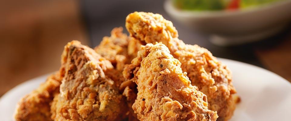 Plate of fried chicken and waffles