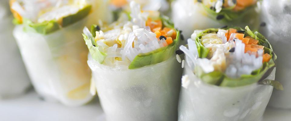 Plate of fresh spring rolls