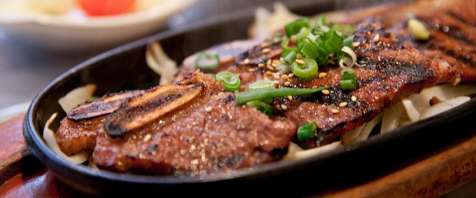 Korean barbecue short ribs in serving dish