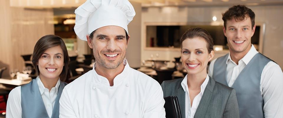 Team of food service industry employees
