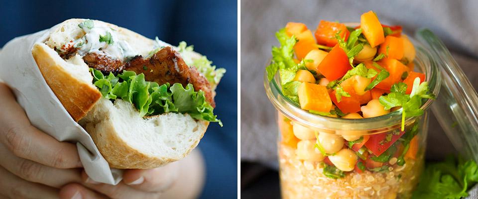 Grab and go sandwich; quinoa and amaranth salad