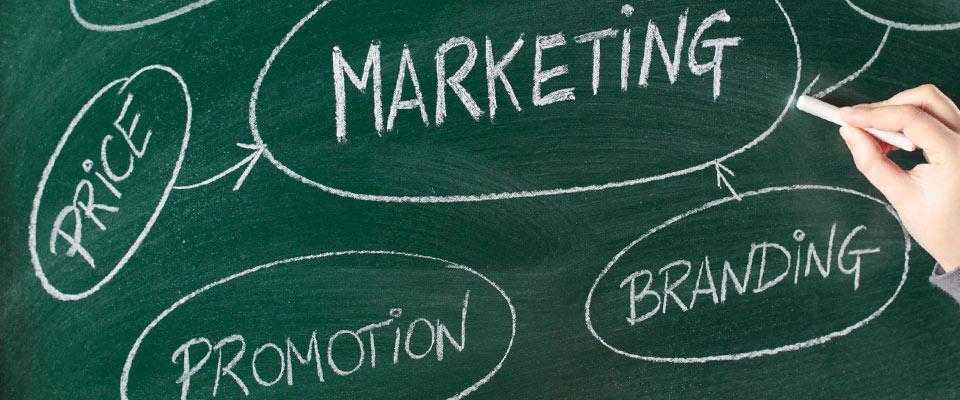 Chalkboard with marketing terms