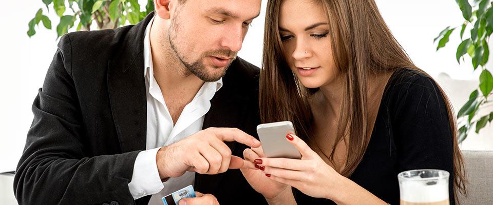 Couple reviewing the bill in a restaurant