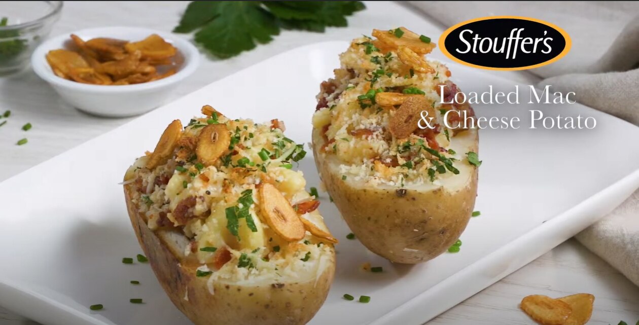 loaded mac &amp; cheese potato