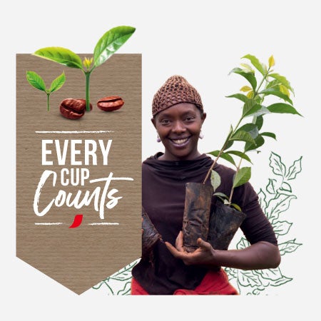coffee farmer with coffee plants