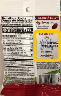 Nature's Heart Superfood Trail Mix Recall Back