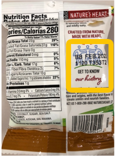 Nature's Heart Toasted Coconut Chips Recall Back of Package