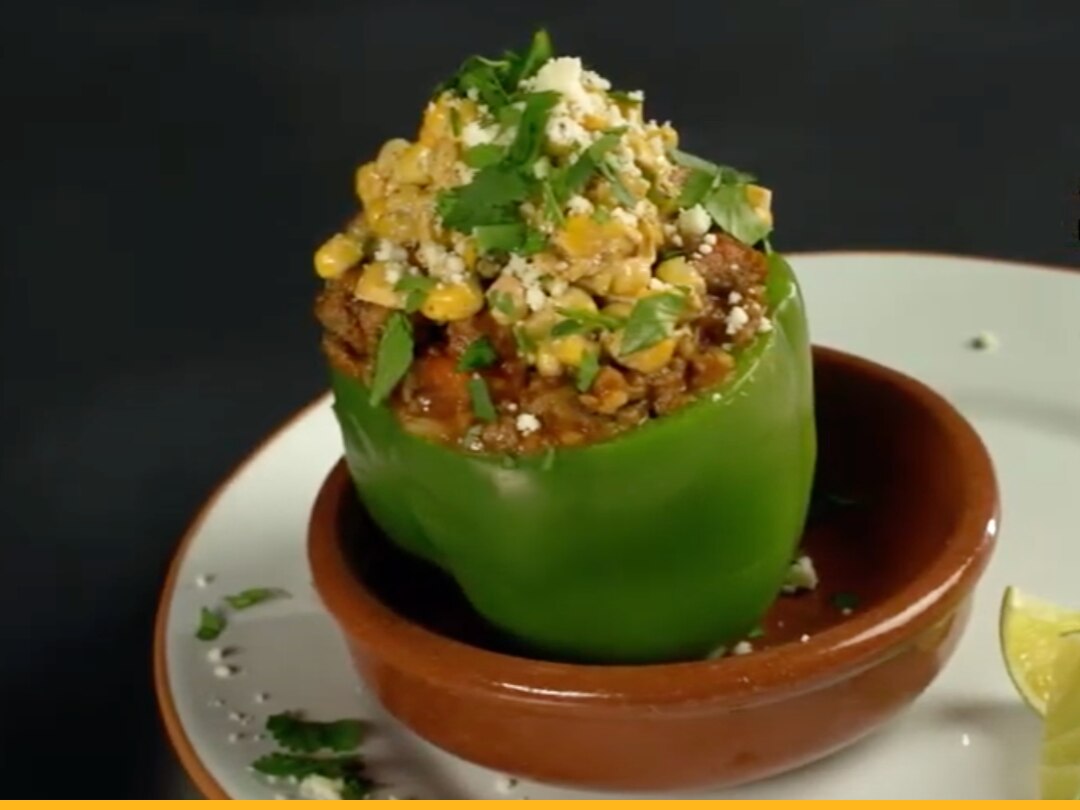 Stuffed Pepper in a Bowl on a Plate