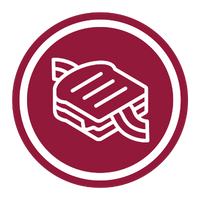 Red and white breakfast sandwich