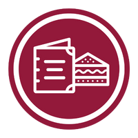 Red and white menu and sandwich icon