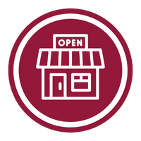 Red and white restaurant icon