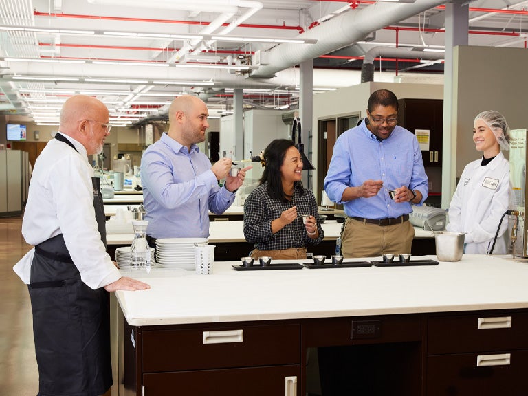 Creative team in development kitchen