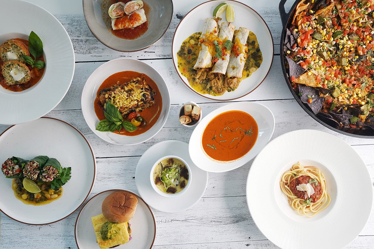 Variety of foods on table