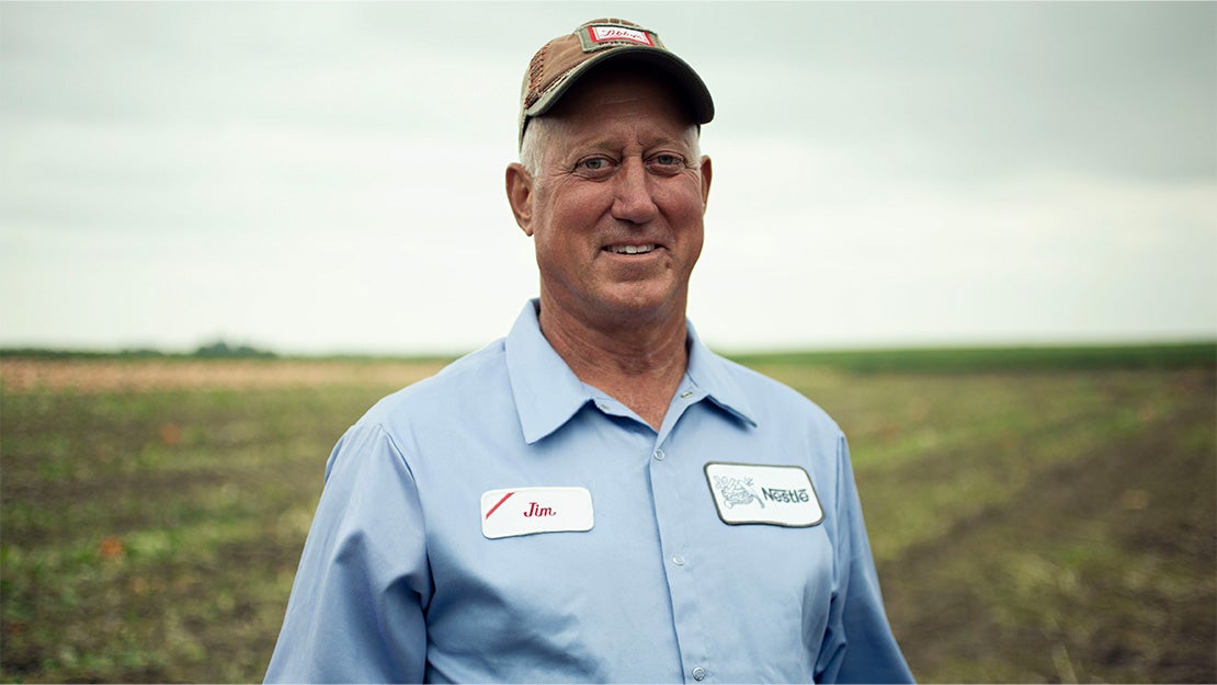 Libby's Pumpkin farmer Jim in pumpkin field