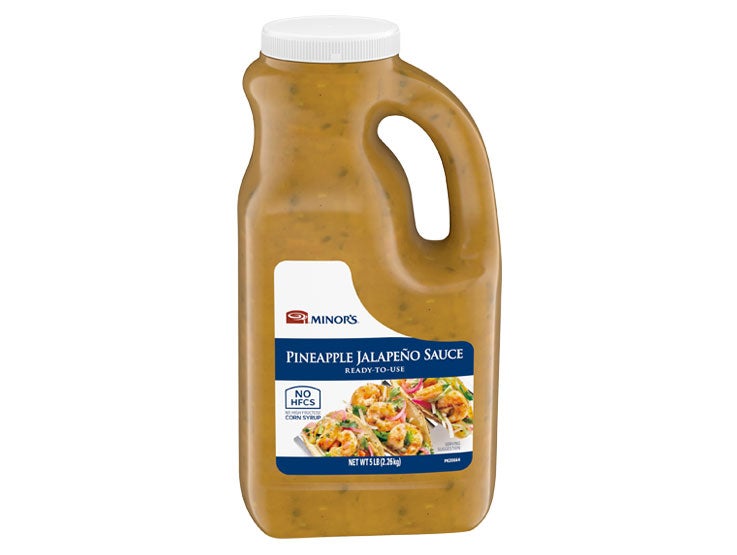 Bottle of Pineapple Jalapeno Minor's Sauce