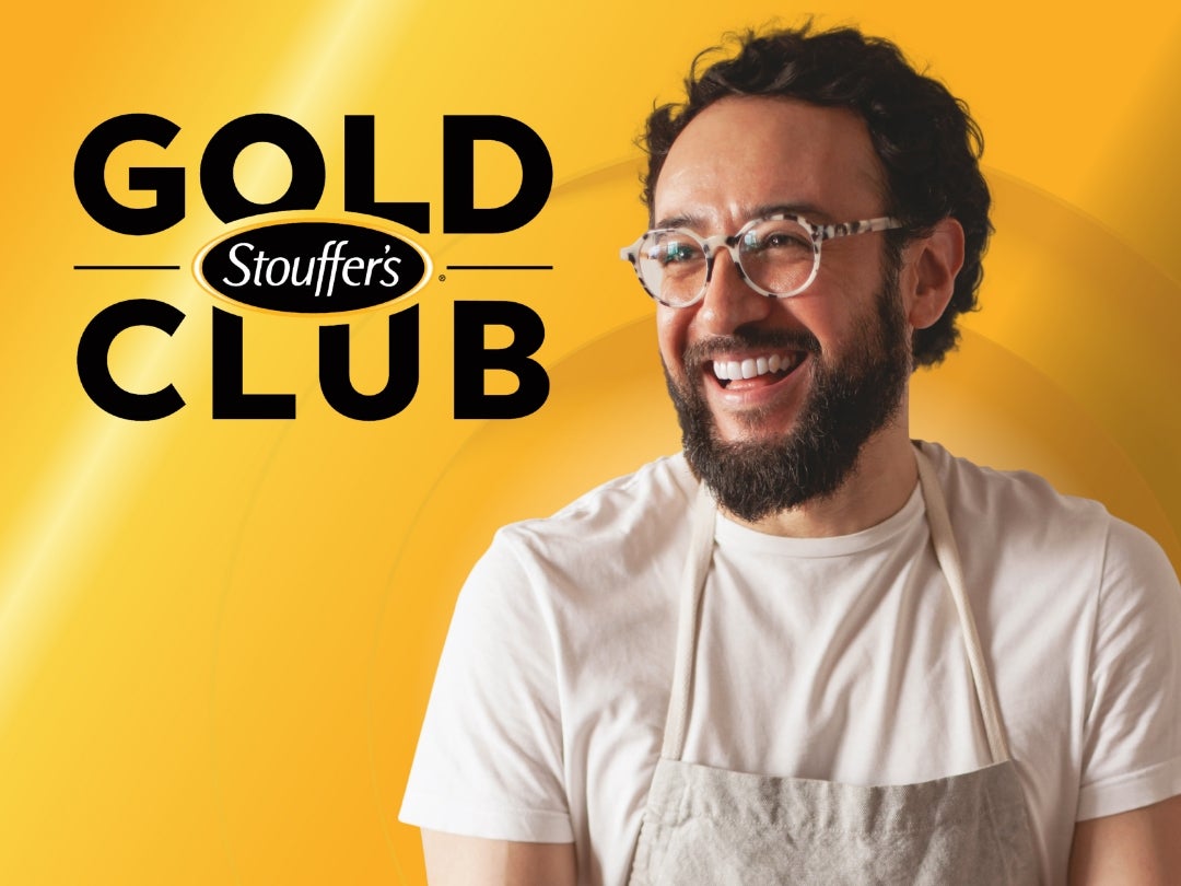 Gold Club logo with man in apron