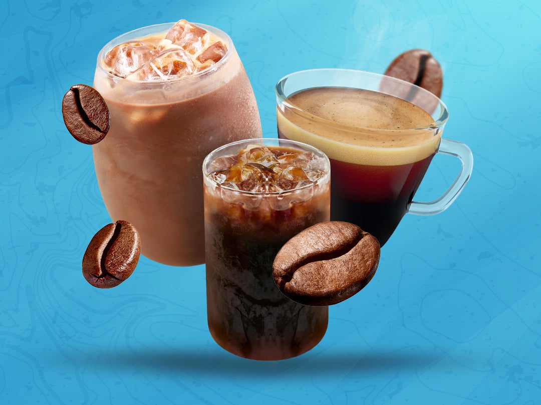 hot and cold iced coffee beverages