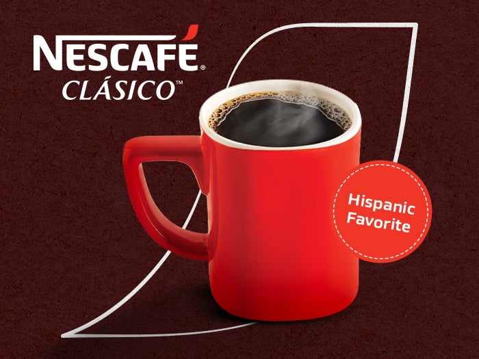 Steaming mug of Nescafé Clásico, a popular coffee choice among Hispanic coffee drinkers.