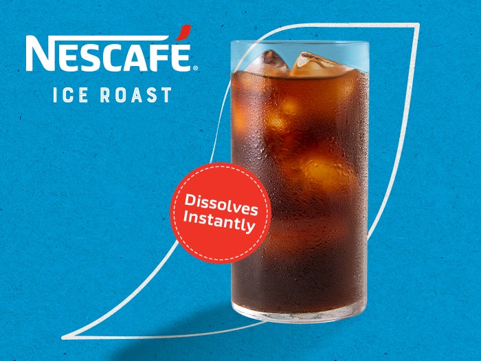 Refreshing glass of iced coffee made with Nescafé Ice Roast instant coffee.