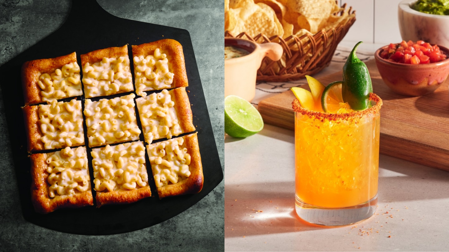 stouffer's mac and cheese pizza and vitality beverage