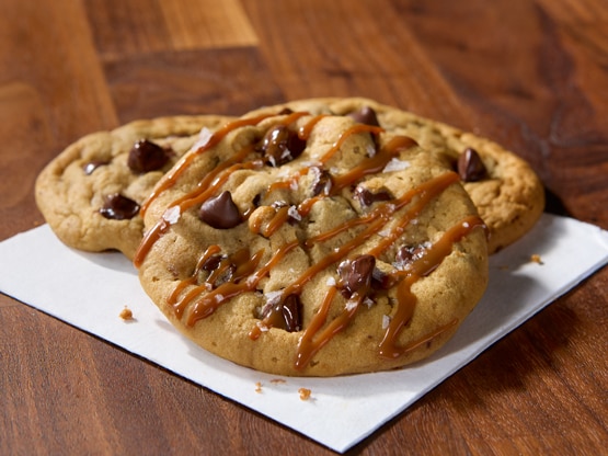 Nestle Toll House chocolate chip cookie on white napkin
