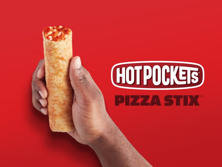 hot pocket in hand with logo