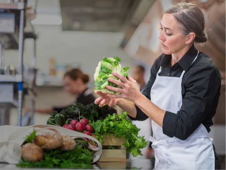 chef inspecting produce