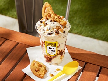 chocolate chip cookies in custard
