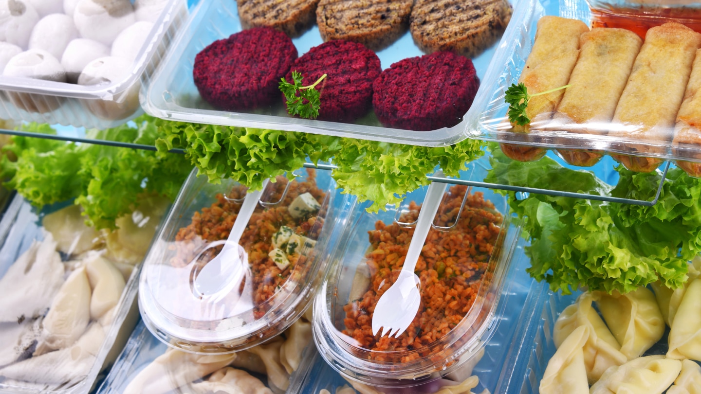 variety of foods in clear case
