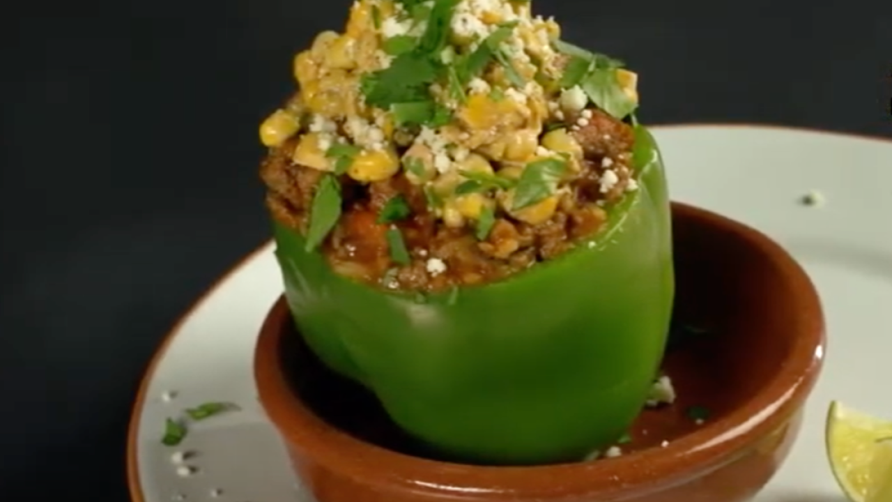 Stuffed Pepper in a Bowl on a Plate