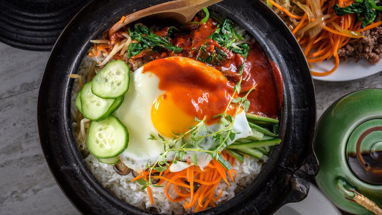 Asian flavors in a bowl with egg