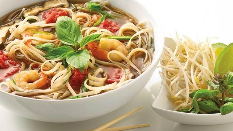 Bowl of beef and shrimp pho