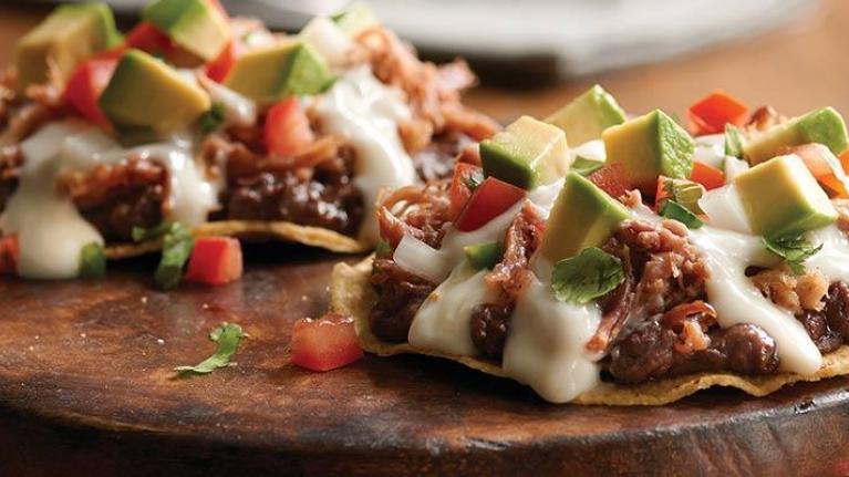 Mexican tostadas served on wood
