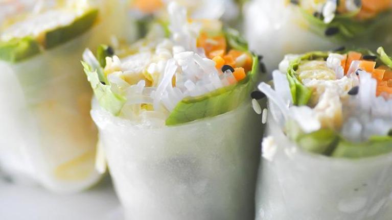 Plate of fresh spring rolls