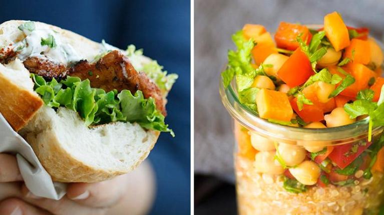 Grab and go sandwich; quinoa and amaranth salad