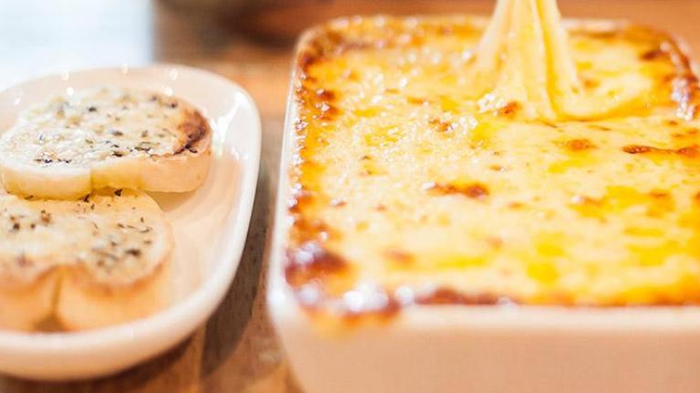 Dish of freshly baked lasagna