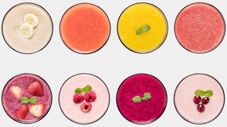 Overhead image of smoothies