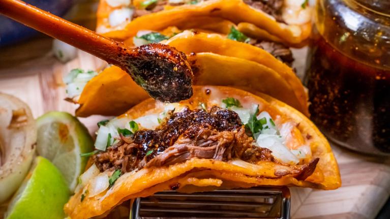 Close up of tacos