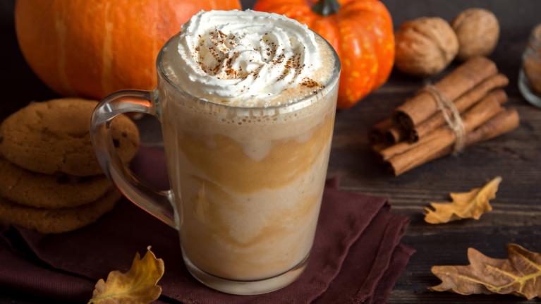 Pumpkin spiced specialty coffee drink