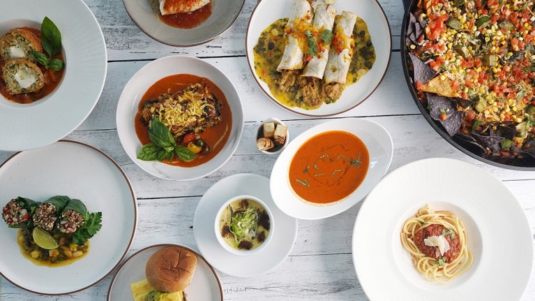 Variety of foods on table