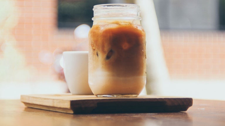 Iced coffee in mason jar