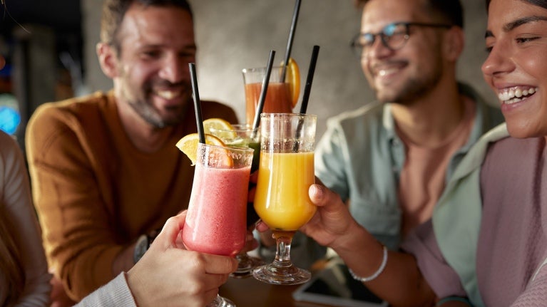 Friends gathering for drinks