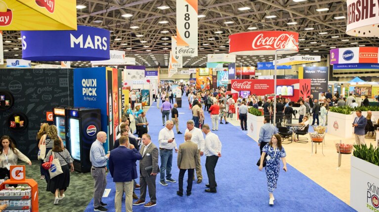people gathered at a trade show event