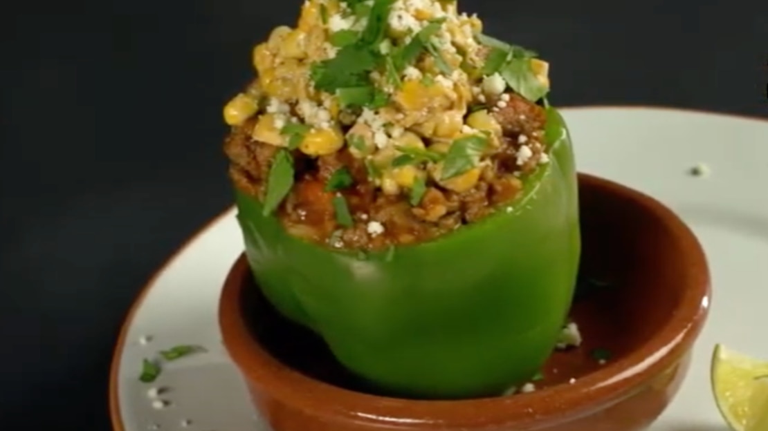 Stuffed Pepper in a Bowl on a Plate