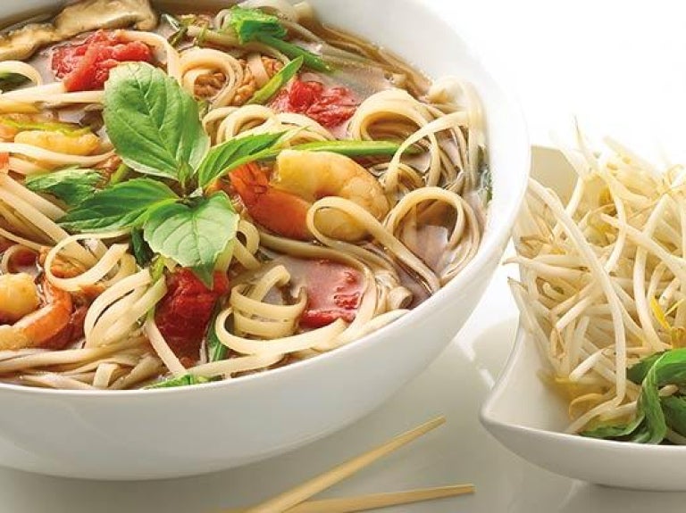 Bowl of beef and shrimp pho