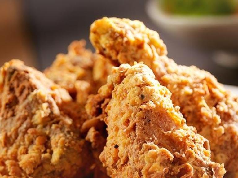 Plate of fried chicken and waffles