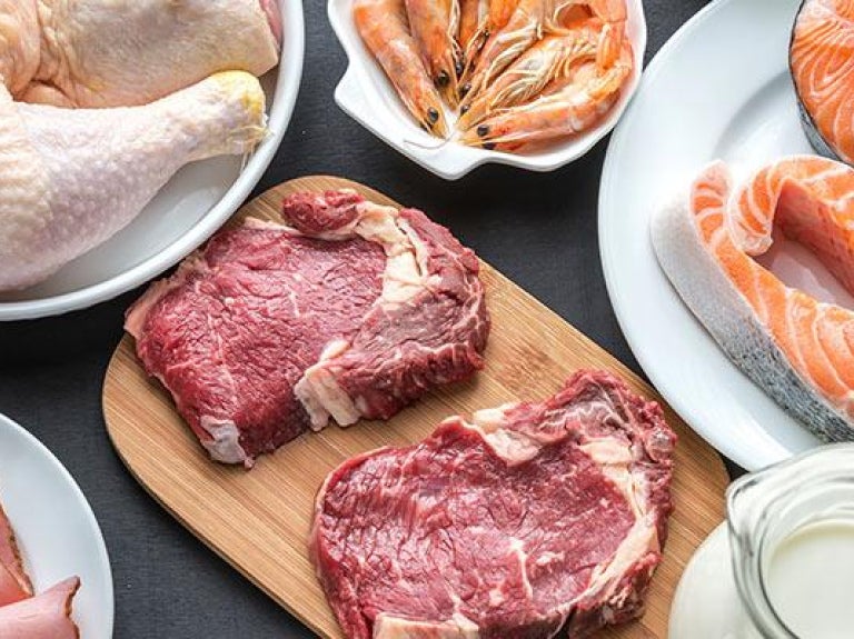 Assorted dishes of protein sources