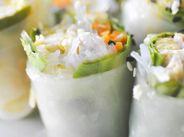 Plate of fresh spring rolls