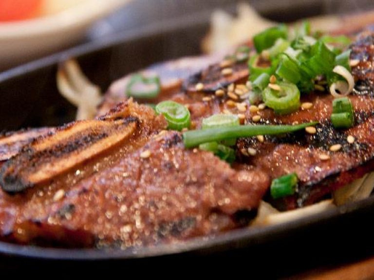 Korean barbecue short ribs in serving dish